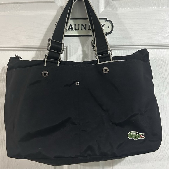 LACOSTE Women's Anthracite Stripe Tote Lightweight Bag Vintage City Casual - Picture 1 of 13
